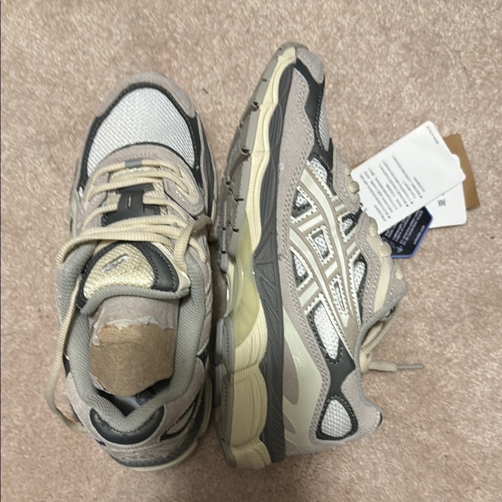 ASICS Cream and Gray Athletic Shoes